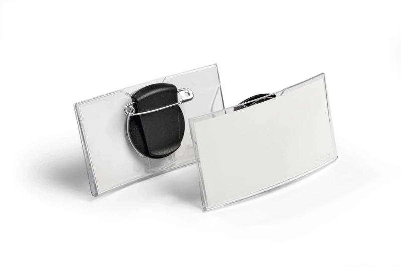 Durable Name Badges Convex with Combi-Clip for Pin or Clip to Clothing 75 x 40 mm Ref 8124 (Pack of 25)