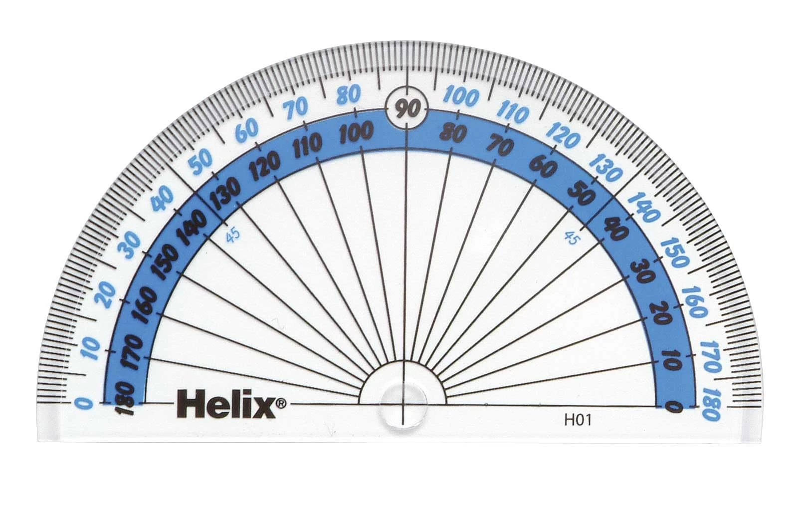 Helix 10cm 180 Degree Clear Protractor H01010