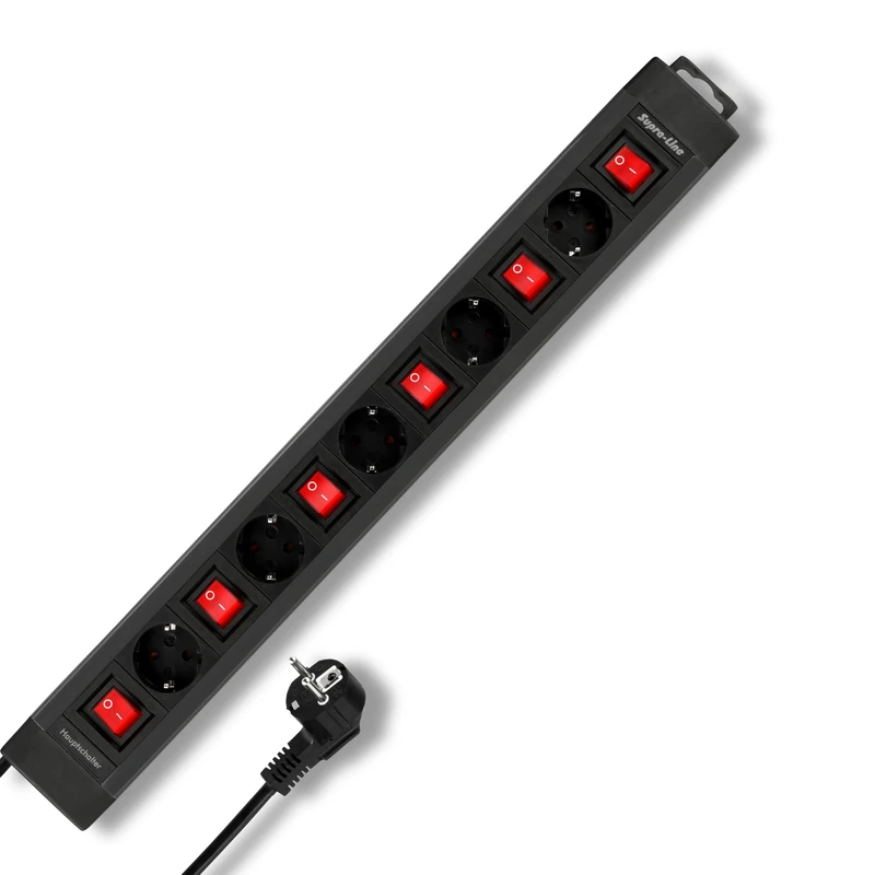 REV 5-fach power strip 3,7 m Einzelschalter anthrazit
