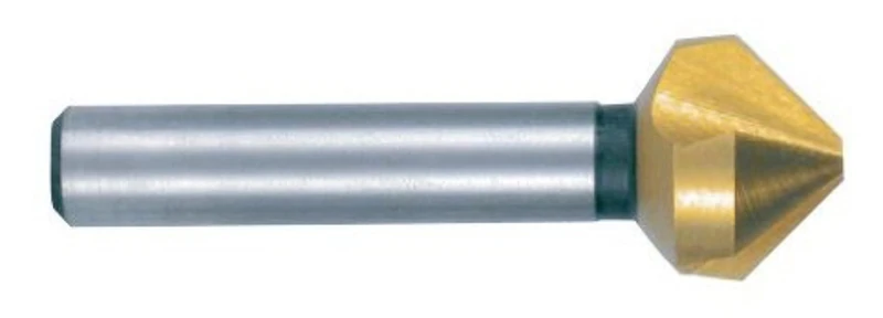 RUKO HSS Taper and Deburring Counter Sinker, Din 335, Type C, 90 Degree, Tin Finish, 12.4 mm Diameter, 56.0 mm Length, R102116T