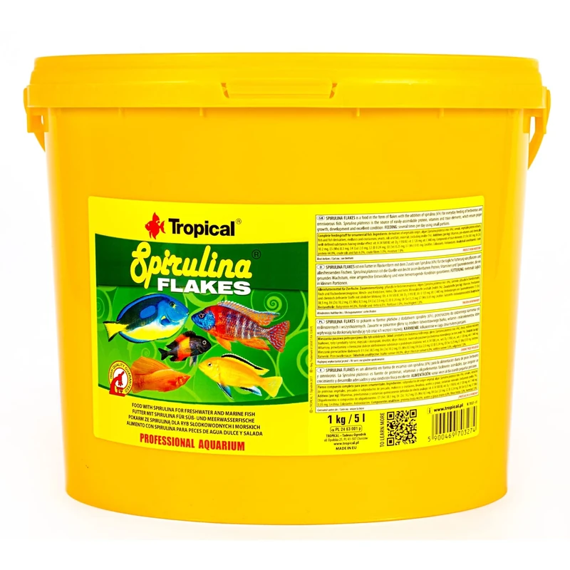 Tropical SPIRULINA FLAKES 5L / 1kg - flake food with spirulina for herbivorous & omnivorous fish