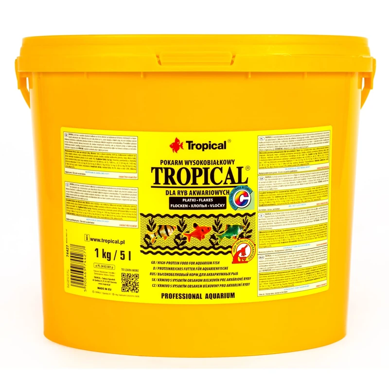 Tropical Main Fish Food, Flake Food for All Ornamental Fish, Pack of 1 x 5 L