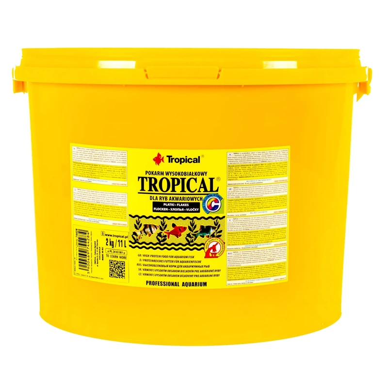 Tropical 11L / 2kg - high-protein flakes – nutritious food for omnivorous & carnivorous fish (rich in protein, vitamins)