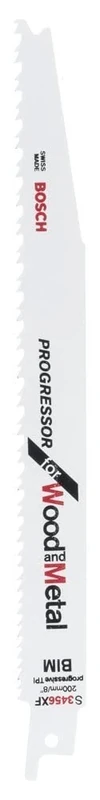 Bosch Professional 100 pieces Sabre Saw Blade S 3456 XF Progressor for Wood and Metal (Length 200 mm, sabre saw accessories)