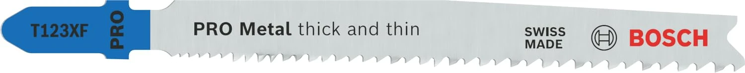 Bosch 100x PRO Metal Thick and Thin T123XF Jigsaw Blade (for Steel sheets, Metal pipes and profiles, Length 100 mm, Professional Accessory Jigsaw)
