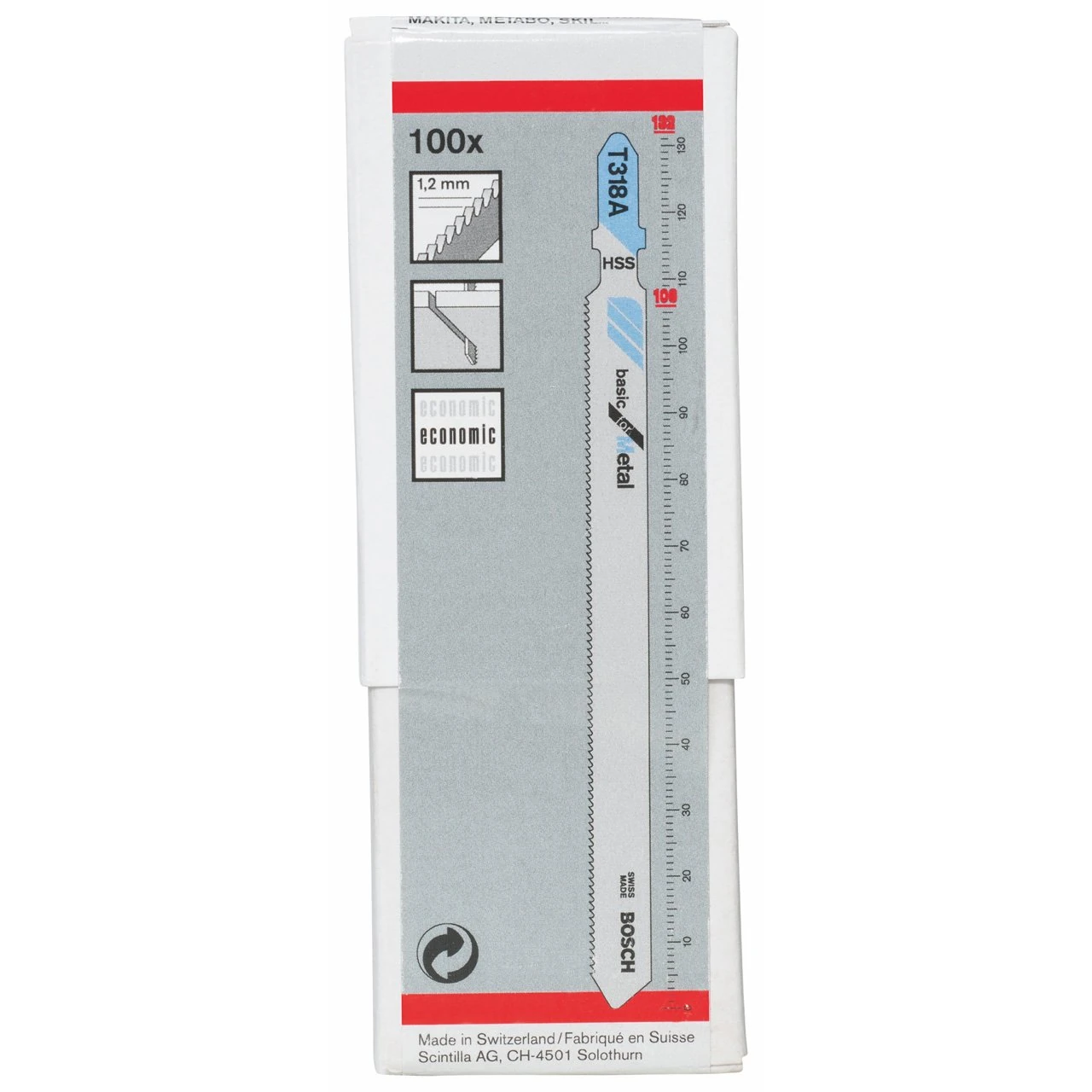 Bosch Professional 100x Jigsaw Blade T 318 A Basic for Metal (for Metal pipes & profile, thin-wall, Accessories Jigsaw)