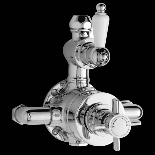 Ultra Beaumont Twin Exposed Traditional Thermostatic Bathroom Shower Mixer Valve Chrome Finish