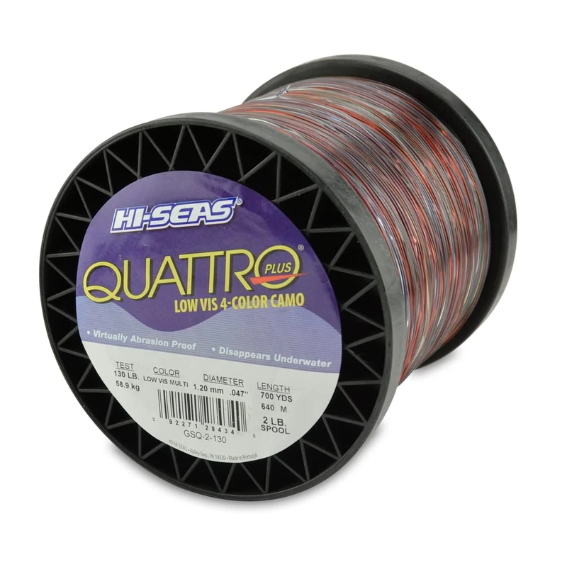 Hi-Seas Quattro Monofilament Line, 130 lb / 58.9 kg Test, .047 in / 1.20 mm Dia, 4-Color Camo, 700 yd / 640 m - Image 1