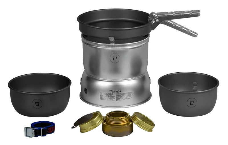 Trangia 27-7 Hard Anodised Cookset with Spirit Burner, Complete Camping Cookware and Stove Set for Hiking, Backpacking, Fishing