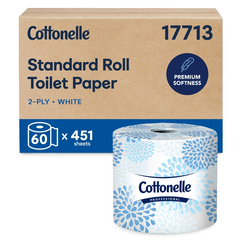 Cottonelle Professional Bulk Toilet Paper for Business (17713), Standard Toilet Paper Rolls, 2-PLY, White, 60 Rolls/Case, 451 Sheets/Roll