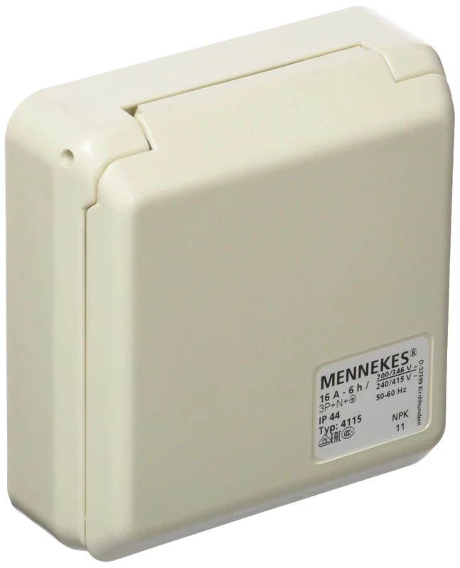 Mennekes 101100352 Bases in Box System cepex-th, Outlets CEE, 400 V, 50 – 60 Hz, 16 A, 5-pin, IP 44, 5 Package