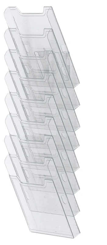 Exacompta - Ref 64858D - Wall Literature Display Holder - 155 x 239 x 665mm in Size, Suitable for Horizontal A4 Documents, 6 Compartments, 26mm Deep Pockets - Clear