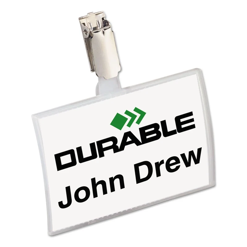 Durable Click Fold Name Badge 54 x 90mm with Clip - Transparent - Pack of 25 - Perfect For Events and Visitor Management