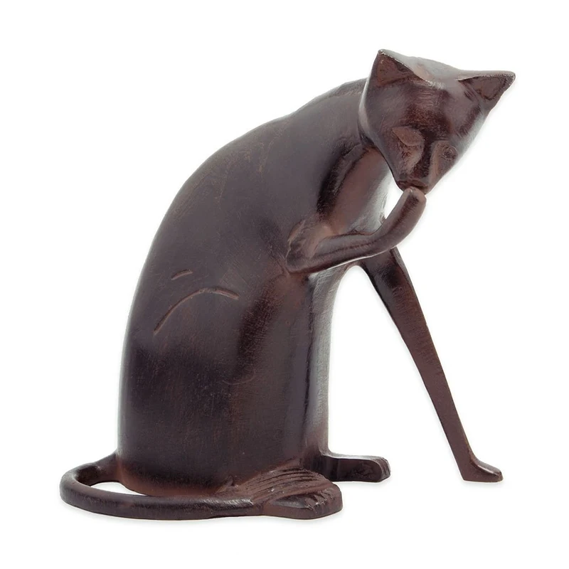 Achla Cat Statue Sculpture Indoor Outdoor Art Decor, aluminum, Dark Bronze
