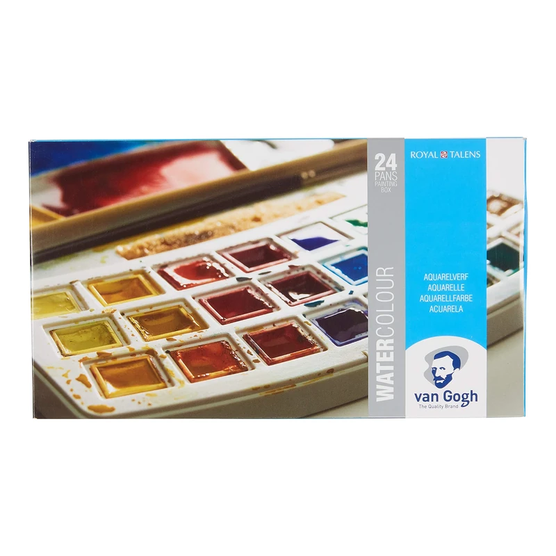 Royal Talens - Van Gogh Water Colour - Plastic Painting Box of 24 Paints with Brush