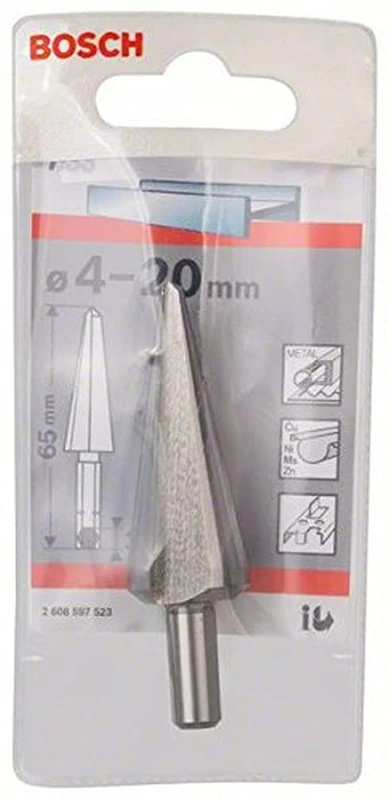 Bosch 2608597523 Sheet Metal Cone Bit, 0 V, Silver, 4-20 mm