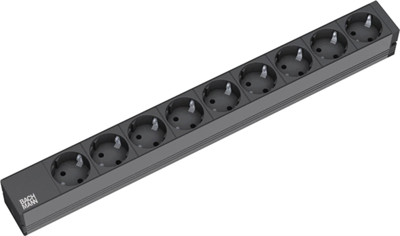 19 Inch Power Strip 9 Sockets without Switch Black
