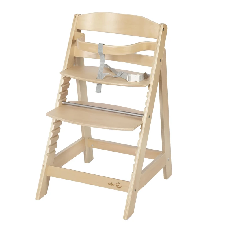 roba Wooden Adjustable Highchair Sit Up III - Grow-Along Chair For Babies and Children - From 6 Months Onwards - Natural Wood