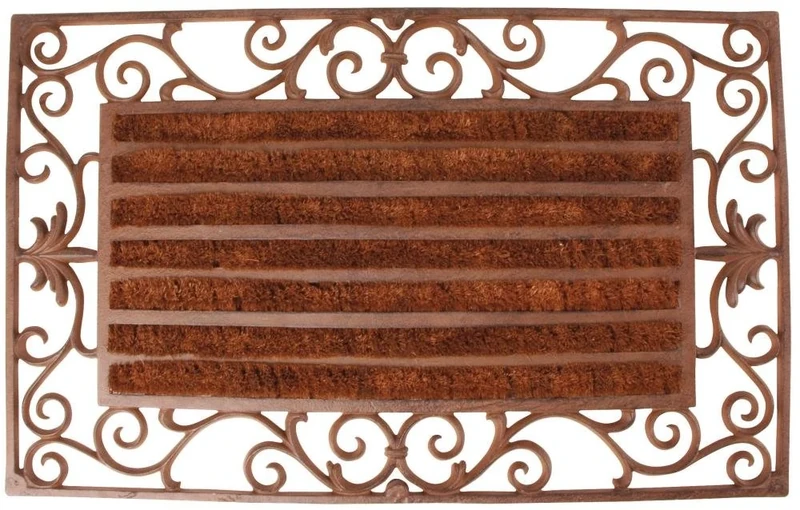 Esschert Design LH59 Cast Iron with Coco Brush Doormat, Brown