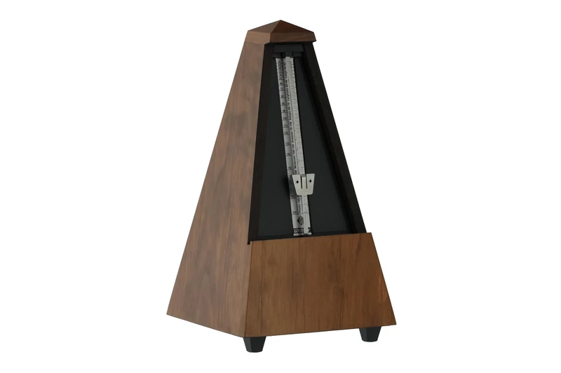 Wittner Metronome Taktell Pyramid Shape System Maelzel Series 810 - Solid wood casing - With bell - Matte walnut - Mechanically wound - No batteries required - Made in Germany