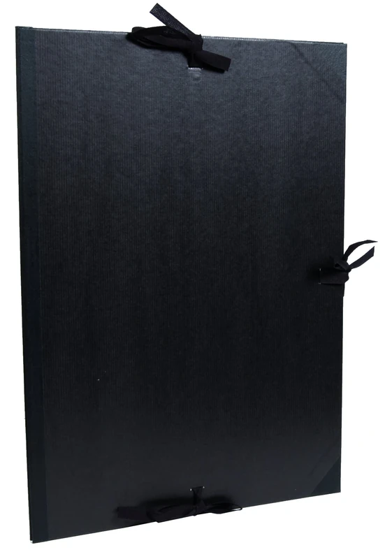 Clairefontaine - Ref 38815C - Kraft Art Folder - 50 x 70cm Size, 3 Ribbon Ties with 3 Flaps Closure, White Paper Lining, Acid Free - Suitable for Transporting Artwork - Black