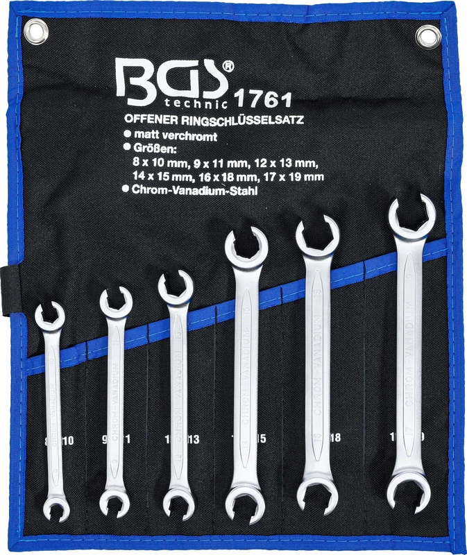 BGS 1761 | Double Ring Spanner Set, open Type | 8 x 10 - 17 x 19 mm | 6 pcs.