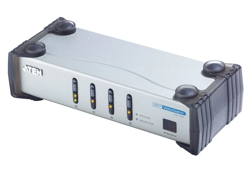 4-Port DVI with Audio Switch VS461 ATEN (up to 1920 x 1200) Displays the video output of four digital devices on a single DVI display device, Silver/Grey - Image 1