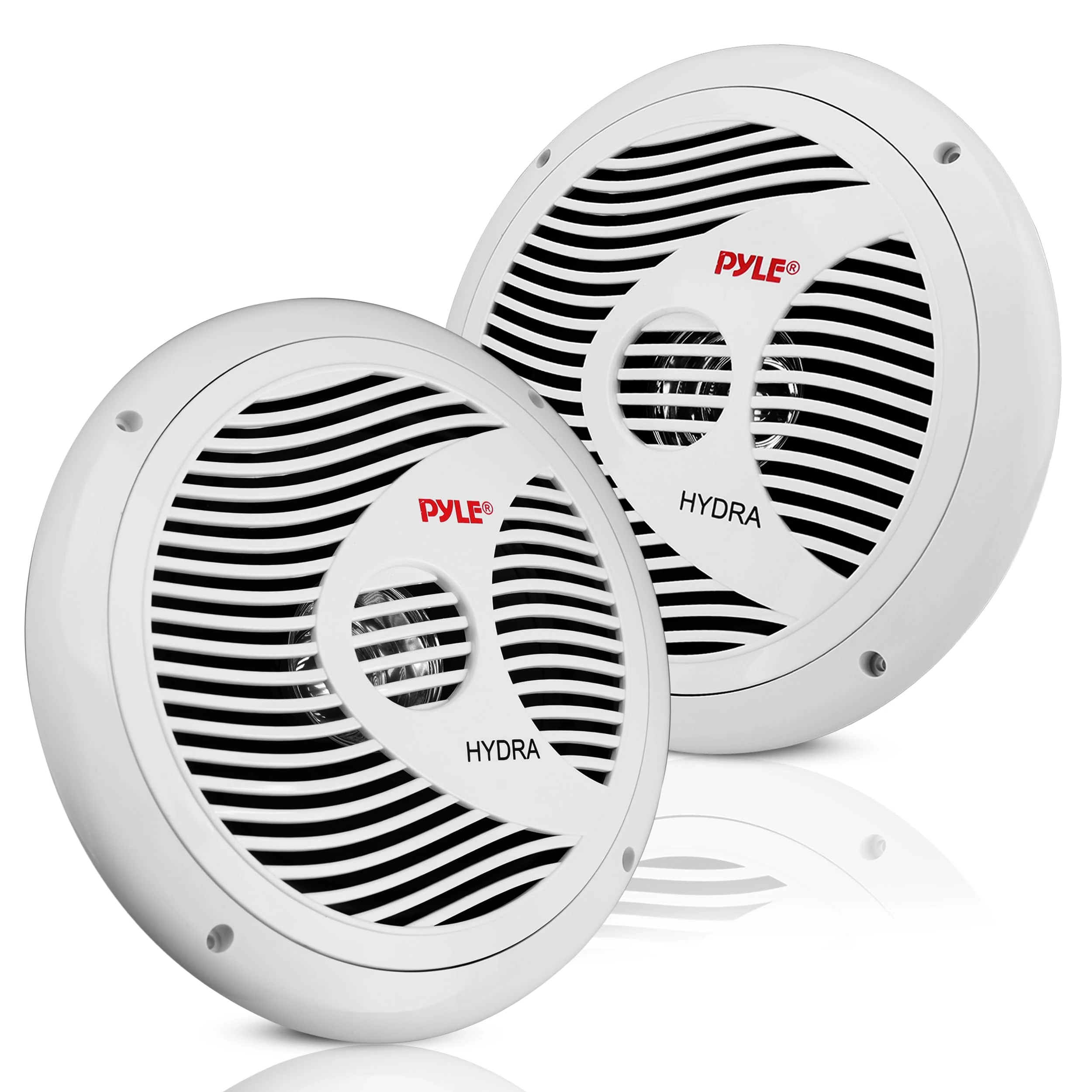 Pyle 2-Way Marine Speakers – 150W Waterproof Outdoor Boat Speakers, 17cm Dual Stereo System, Weather-Resistant, Low-Profile Design, 1 Pair (White)