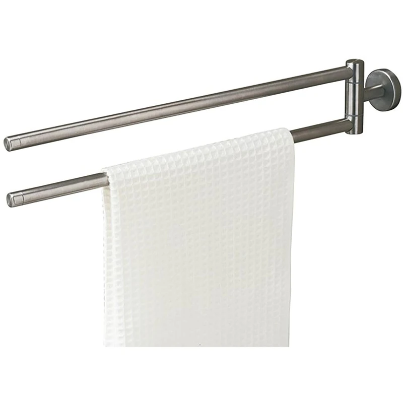 Tiger Boston Towel Rail with 2 Arms, Stainless Steel Brushed, Metal, 5 x 9.5 x 51 cm