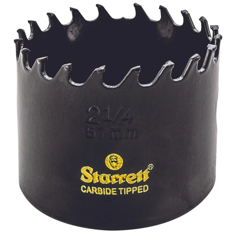 Starrett Tungsten Carbide Tipped Hole Saw - CT214 Deep Cut Holesaw Cutter - For Wood Suspended Flooring Reinforced Concrete & Fibreglass - 57MM