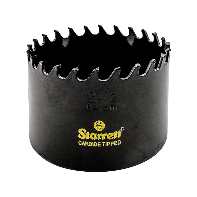 Starrett Tungsten Carbide Tipped Hole Saw - CT212 Deep Cut Holesaw Cutter - For Wood Suspended Flooring Reinforced Concrete & Fibreglass - 64MM - Image 1