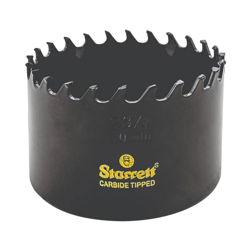 Starrett Tungsten Carbide Tipped Hole Saw - CT234 Deep Cut Holesaw Cutter - For Wood Suspended Flooring Reinforced Concrete & Fibreglass - 70MM