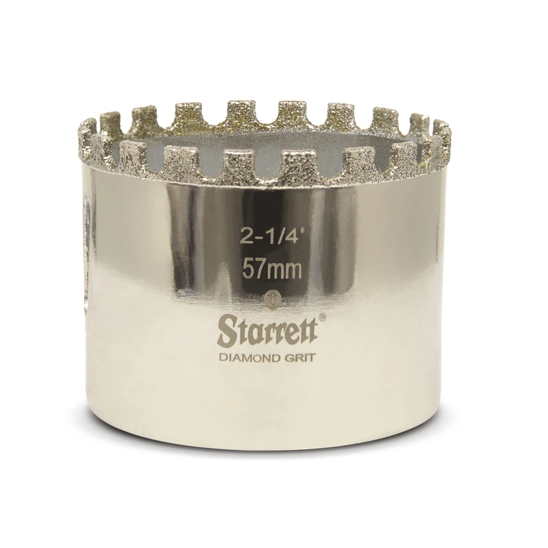 Starrett Diamond Grit Hole Saw - D0214 Ceramic and Tile Drill Cutter - For Brick Glass Marble Slate Stone Porcelain - 57mm (2.1/4 inch)