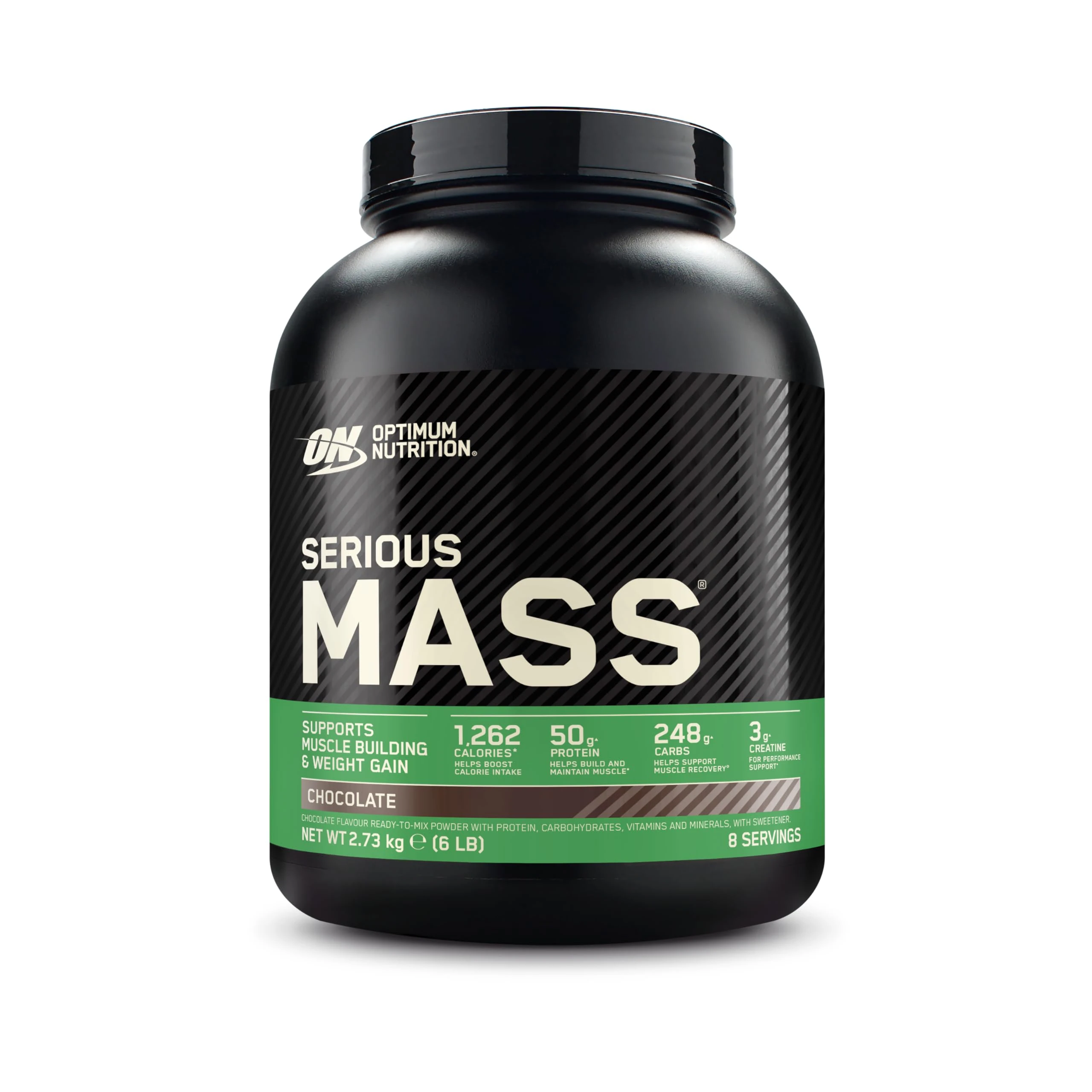 Optimum Nutrition Serious Mass Protein Powder High Calorie Mass Gainer with Vitamins, Creatine and Glutamine, Chocolate, 8 Servings, 2.73 kg, Packaging May Vary
