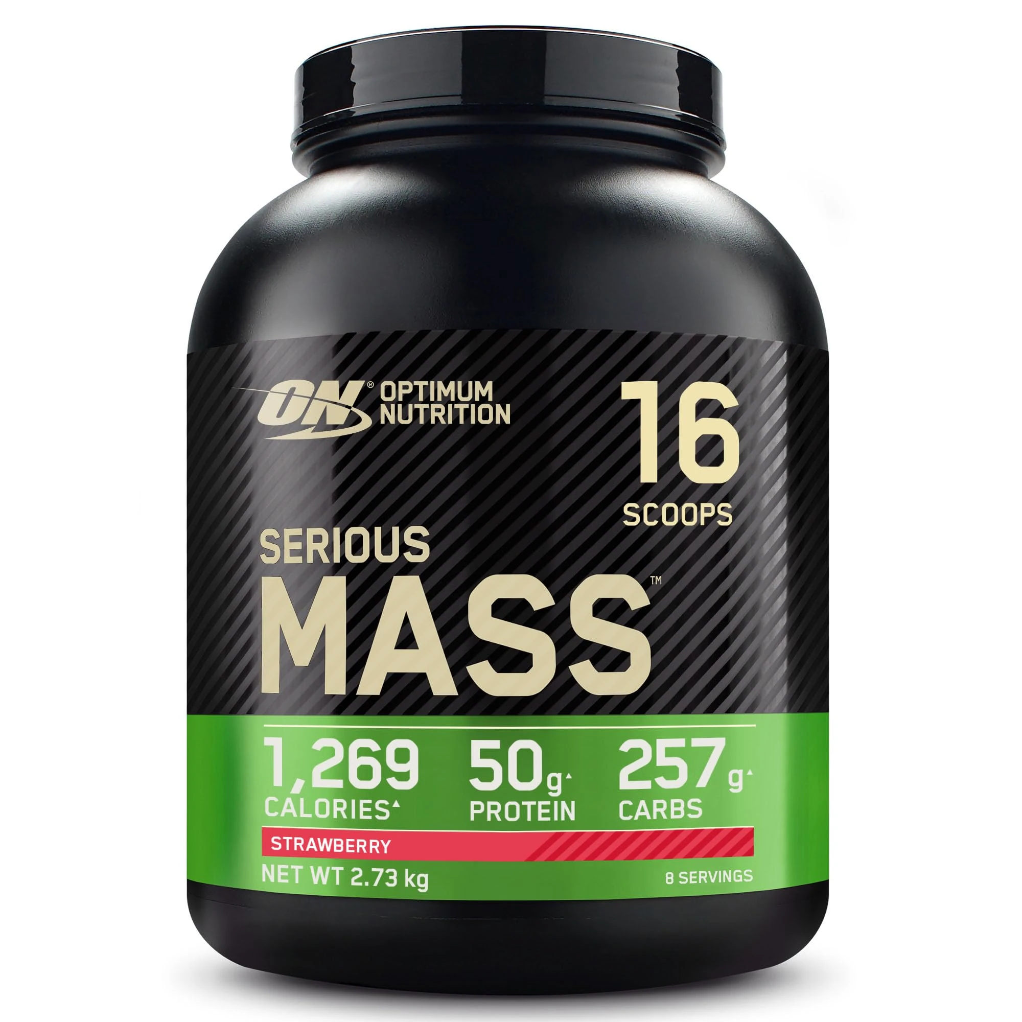 Optimum Nutrition Serious Mass Protein Powder High Calorie Mass Gainer with Vitamins, Creatine and Glutamine, Strawberry, 8 Servings, 2.73 kg, Packaging May Vary