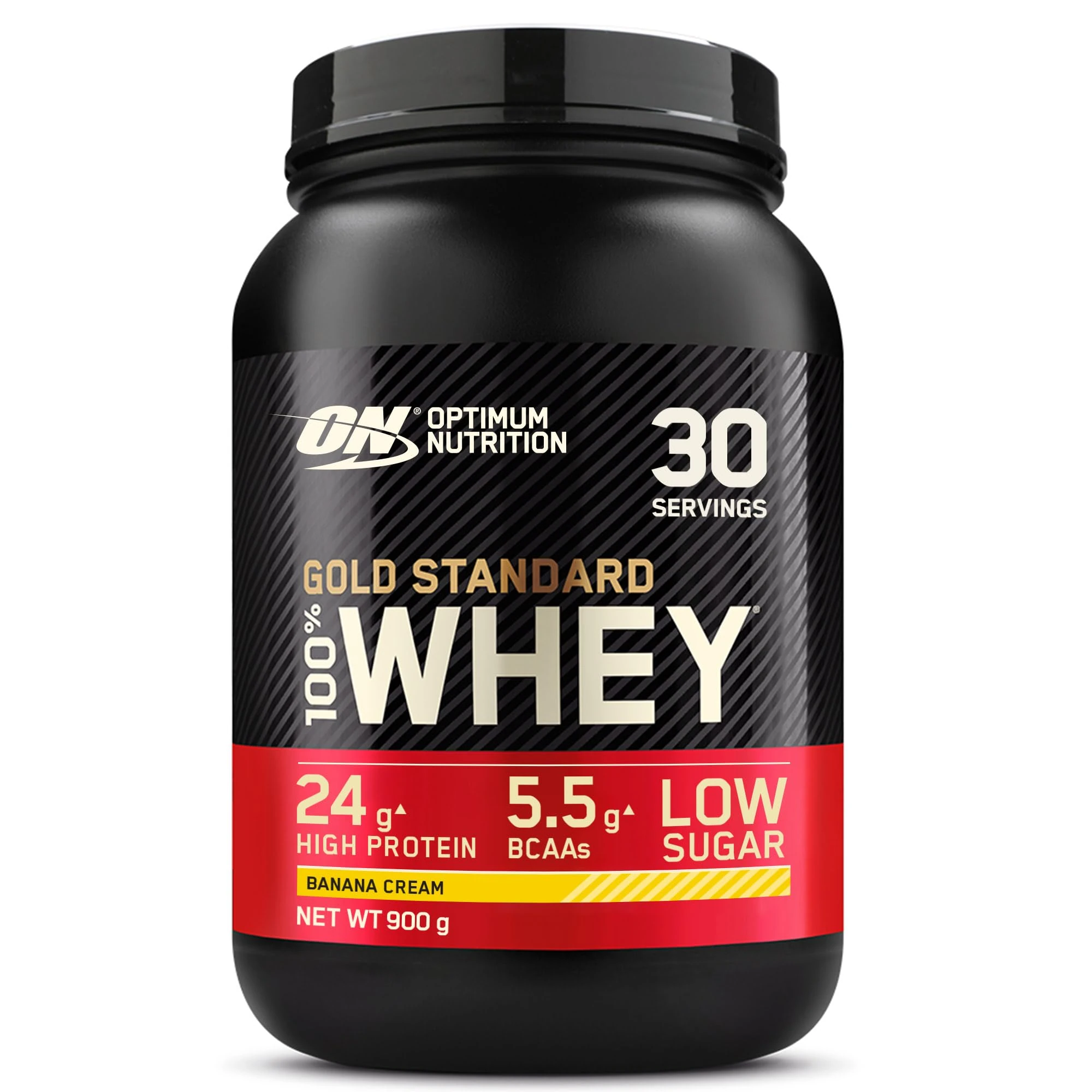 Optimum Nutrition Gold Standard 100% Whey Muscle Building and Recovery Protein Powder With Naturally Occurring Glutamine and BCAA Amino Acids, Banana Cream Flavour, 30 Servings, 900 g