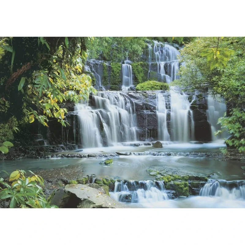 Komar 8-256 368 x 254 cm New Zealand Pura Kaunui Falls Scenic Wallpaper Mural - Green (Pack of 8)