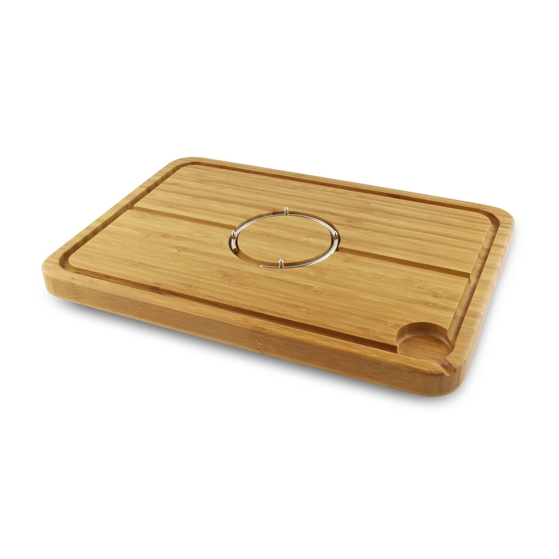 Rockingham Forge Deluxe Spiked Bamboo Wooden Carving Board with Spikes, Juice Grooves & Reservoir - Non-Slip Cutting Board for Meat, Roasts & Joints 40 x 28cm