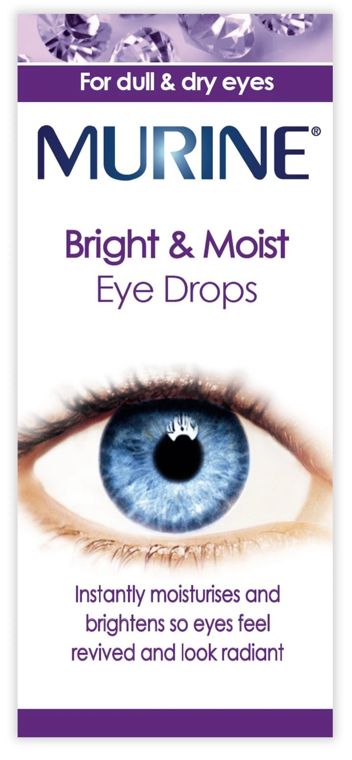 Murine Bright and Moist Eye Drops to whiten eyes as well as hydrating and soothing dry or tired eyes , 15ml