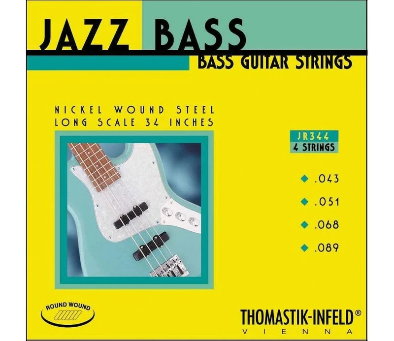 Thomastik 682765 Saiten für E-Bass Jazz Bass Serie Nickel Round Wound Roundcore, Satz JR 344 4-string roundwound long scale 34 Zoll Natural