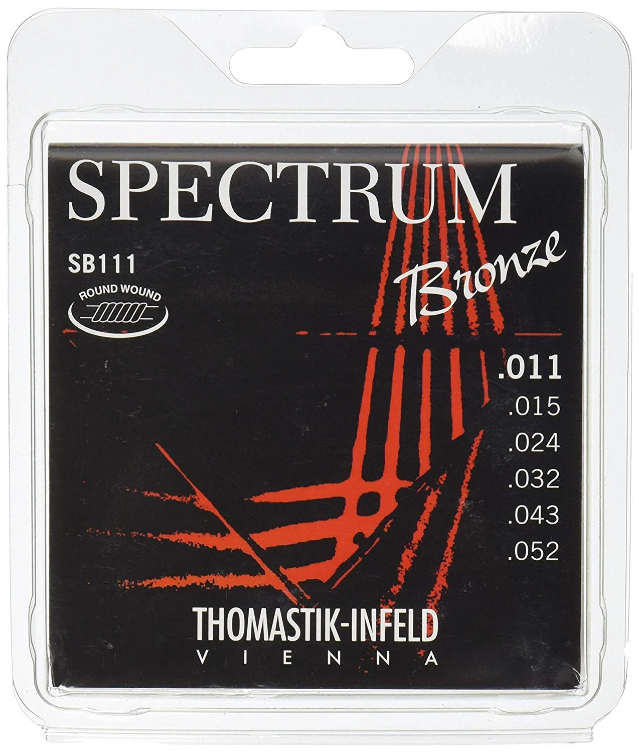 Thomastik single string B/H .015 plain steel, brass-plated P15 for acoustic guitar Spectrum set SB111; Plectrum Acoustic Series Set AC112; for jazz guitar and electric guitar