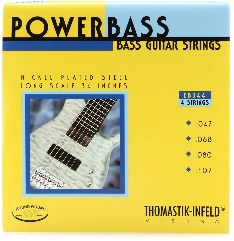 Thomastik Saiten für E-Bass Power Bass Magnecore Round Wound Hexcore Satz EB344 4-string roundwound long scale 34"