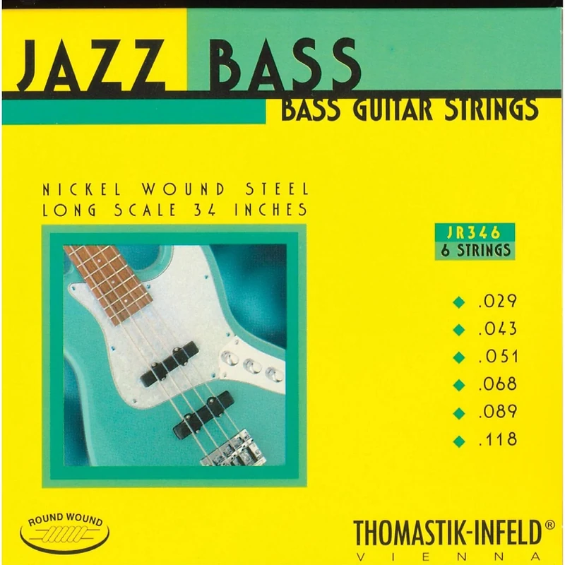 Thomastik Saiten für E-Bass Jazz Bass Serie Nickel Round Wound Roundcore Satz JR346 6-string roundwound long scale 34"
