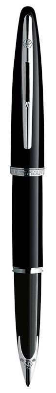 Waterman Carène Black Sea Fountain Pen | High-Gloss Black with Palladium Plated Trim | Medium Nib with Blue Ink Cartridge | Gift Box