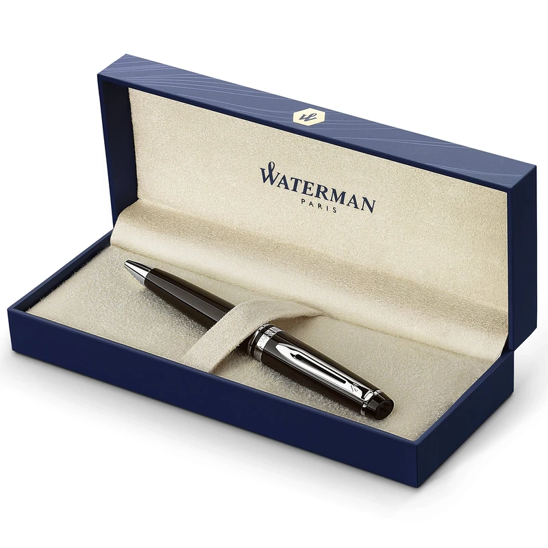 Waterman Carène Black Sea Ballpoint Pen | High-Gloss Black with Palladium Plated Trim | Medium Point with Blue Ink Cartridge | Gift Box