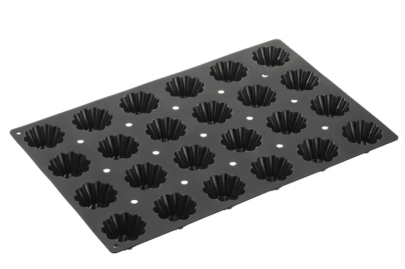 Lurch FlexiGastro 67100 Baking Mould 100% BPA-Free Platinum Silicone 24 Briochette Black 60 x 40 cm Catering