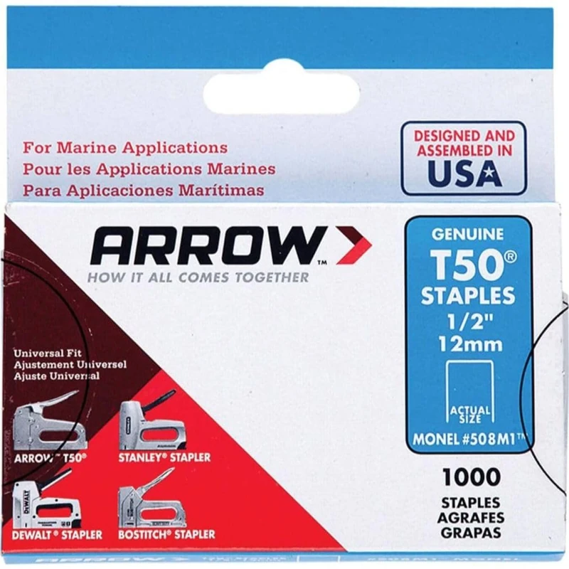 Arrow ARRT5012M Monel Staples, T50, 1/2", 12 mm (Pack of 1250)