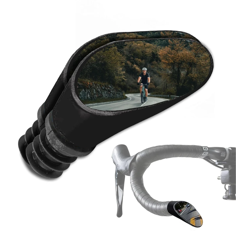 Racing Bike Rear View Mirror - Lightweight, Fully-Adjustable, & Vibration-Free Convex Mirror with 9 Layer Chrome Coating & Shockproof ABS Shell for 20 mm Diameter Drop Bars by Sprintech - Black