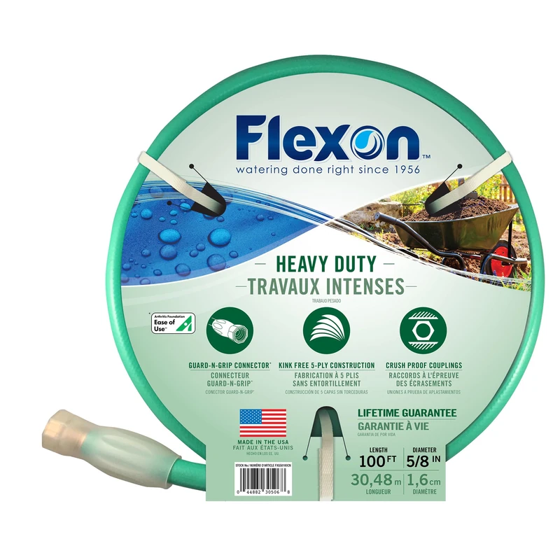 Flexon FXG58100 5/8-Inch x 100-Foot Heavy Duty 5-Ply Forever Garden Hose