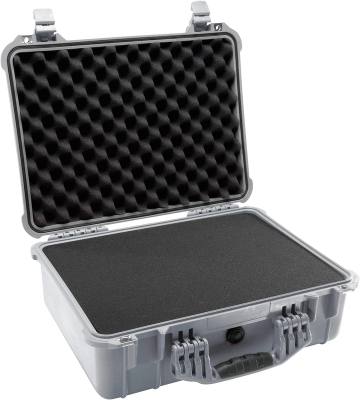 PELI 1520 Impact Resistant Protector Case, IP67 Watertight and Dustproof, 49L Capacity, Made in Germany, With Customisable Foam Inlay, Silver